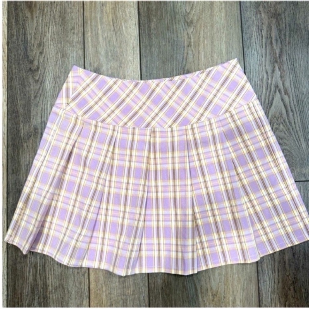 Elodie Lavender Plaid Pleated Mini Skirt